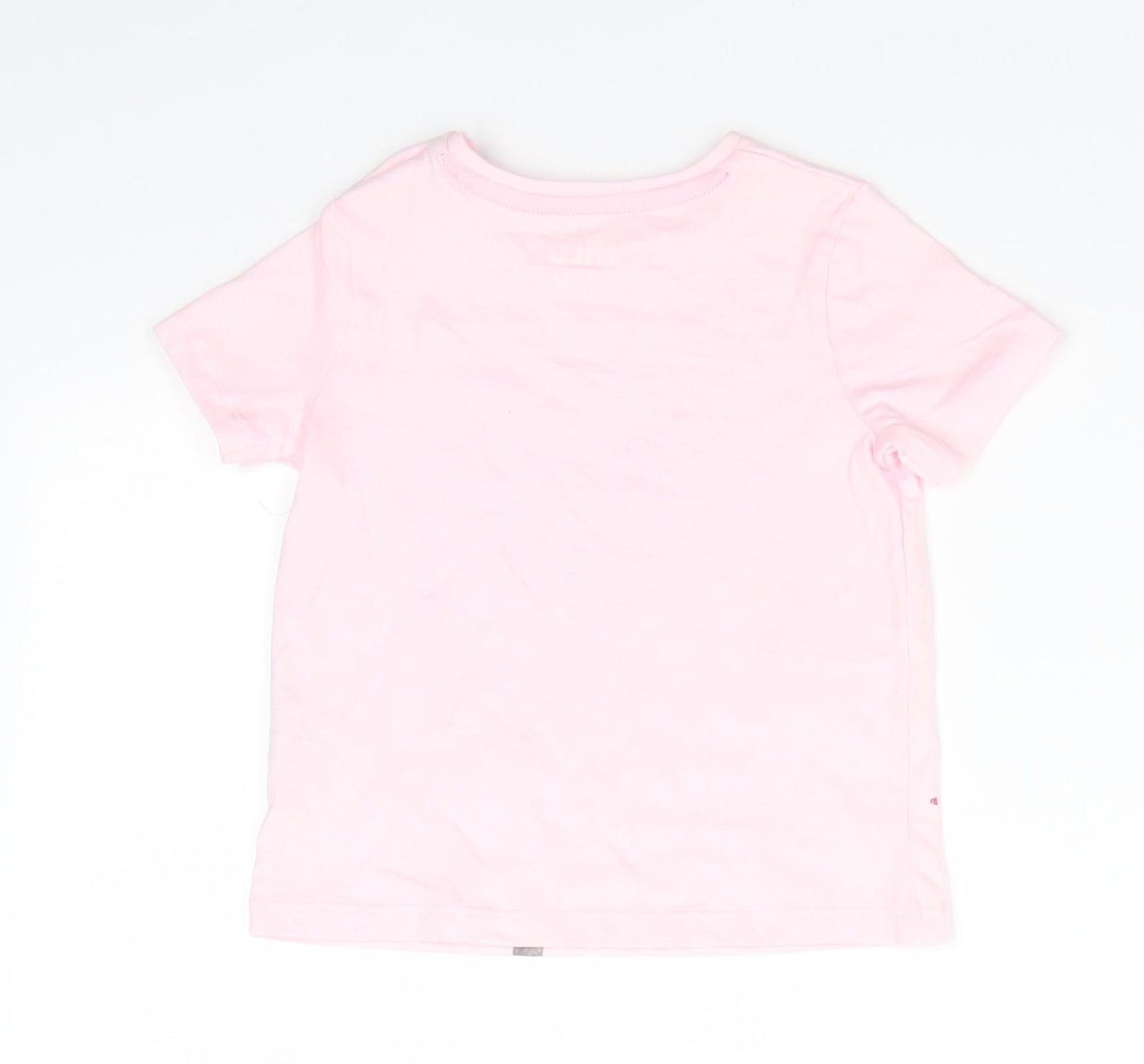 Fred & Flo Girls Pink Animal Print Cotton Basic T-Shirt Size 9-12 Months Round Neck Snap - Pale Pink Kuwala Time for a hug