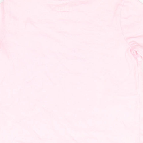 Fred & Flo Girls Pink Animal Print Cotton Basic T-Shirt Size 9-12 Months Round Neck Snap - Pale Pink Kuwala Time for a hug