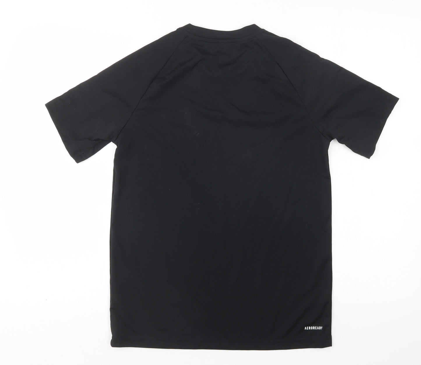 adidas Boys Black  Polyester Basic T-Shirt Size 13-14 Years Round Neck