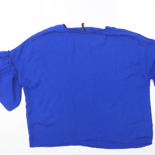Stradivarius Womens Blue  Polyester Basic Blouse Size XL Round Neck