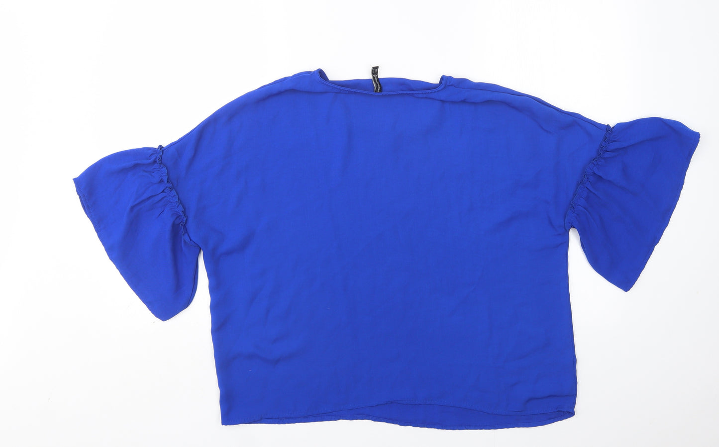 Stradivarius Womens Blue  Polyester Basic Blouse Size XL Round Neck