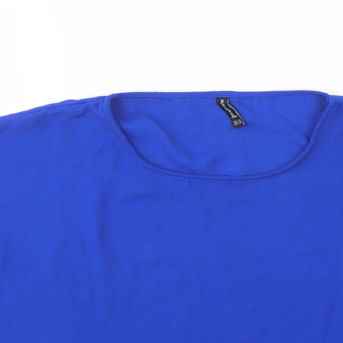 Stradivarius Womens Blue  Polyester Basic Blouse Size XL Round Neck