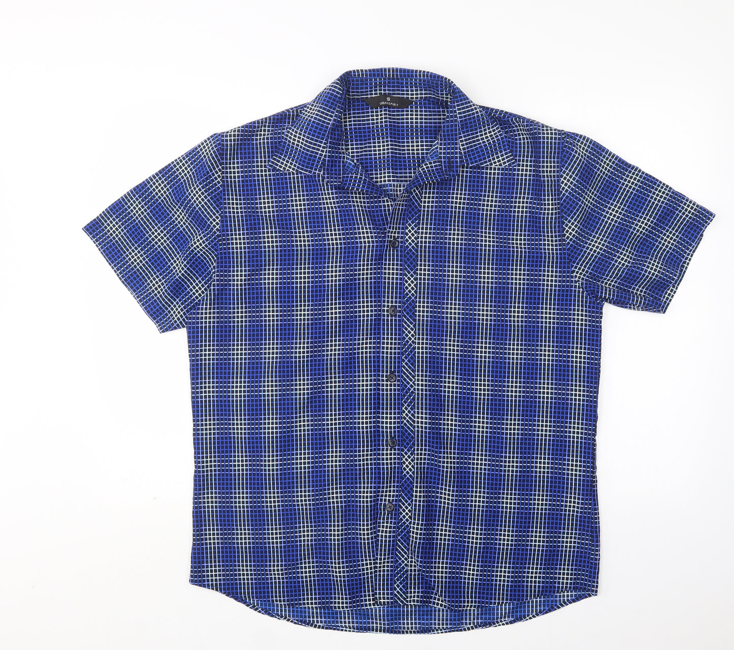 Urban Spirit Mens Multicoloured Check Polyester  Button-Up Size L Collared