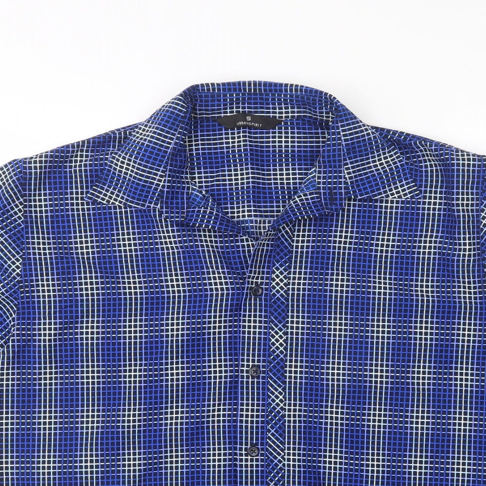 Urban Spirit Mens Multicoloured Check Polyester  Button-Up Size L Collared