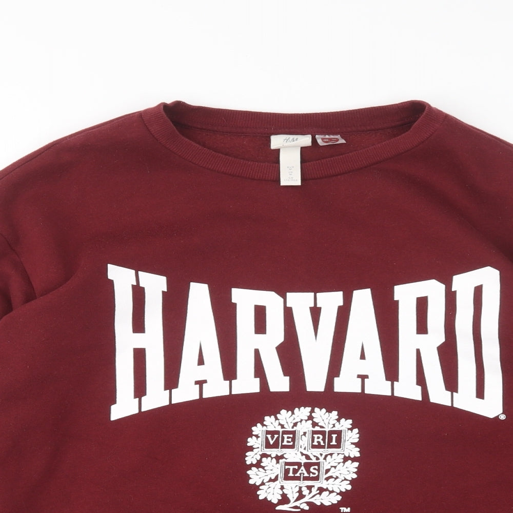 H&M Womens Red  Cotton Pullover Sweatshirt Size M   - Harvard