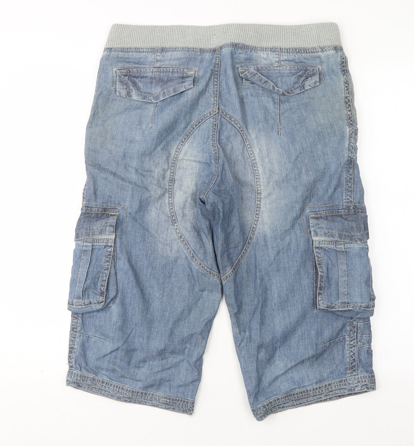 River Island Mens Blue  Cotton Cargo Shorts Size 30 L16 in Regular