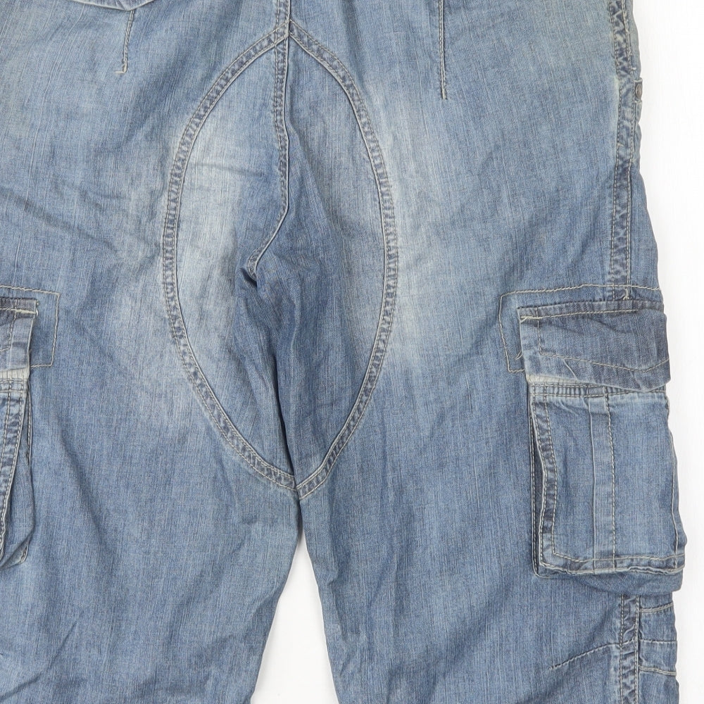 River Island Mens Blue  Cotton Cargo Shorts Size 30 L16 in Regular