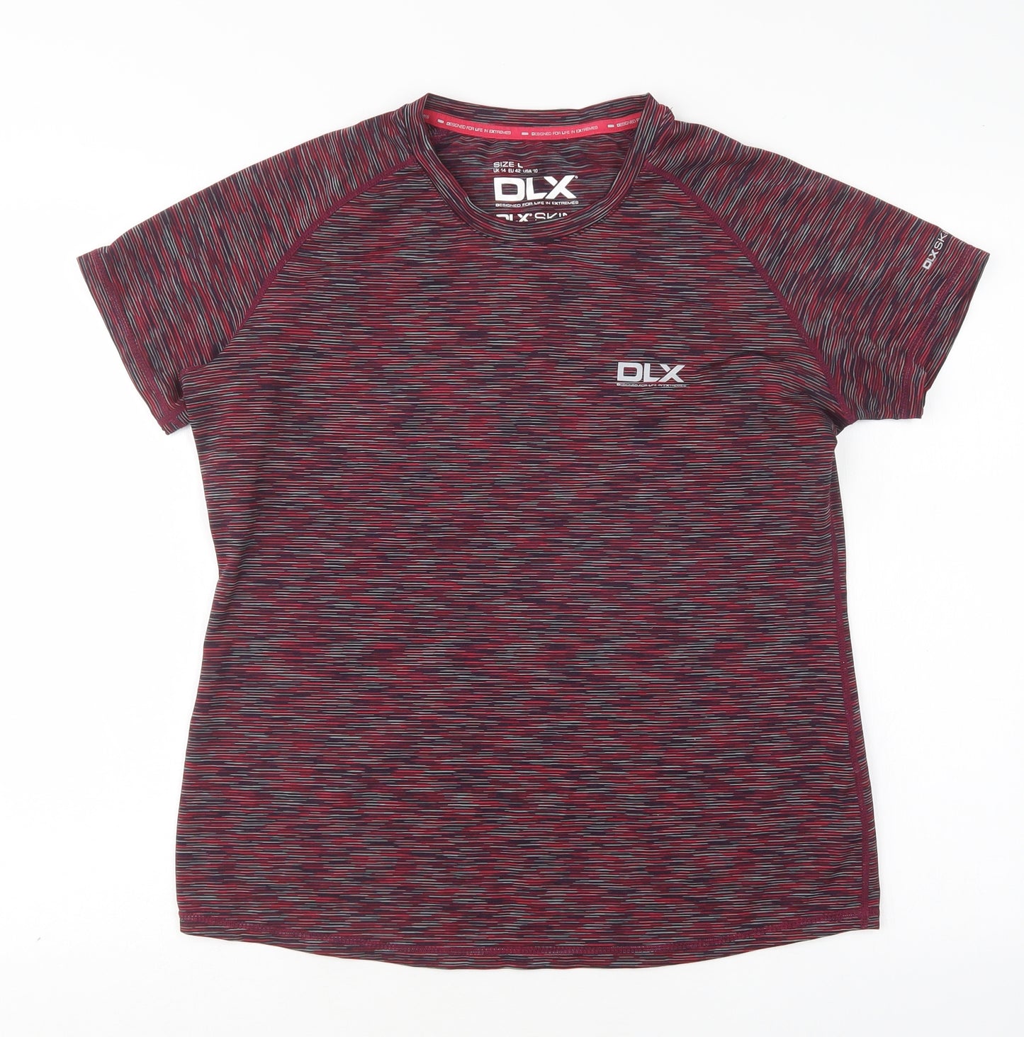 DLX Womens Purple  Polyester Basic T-Shirt Size 14 Round Neck