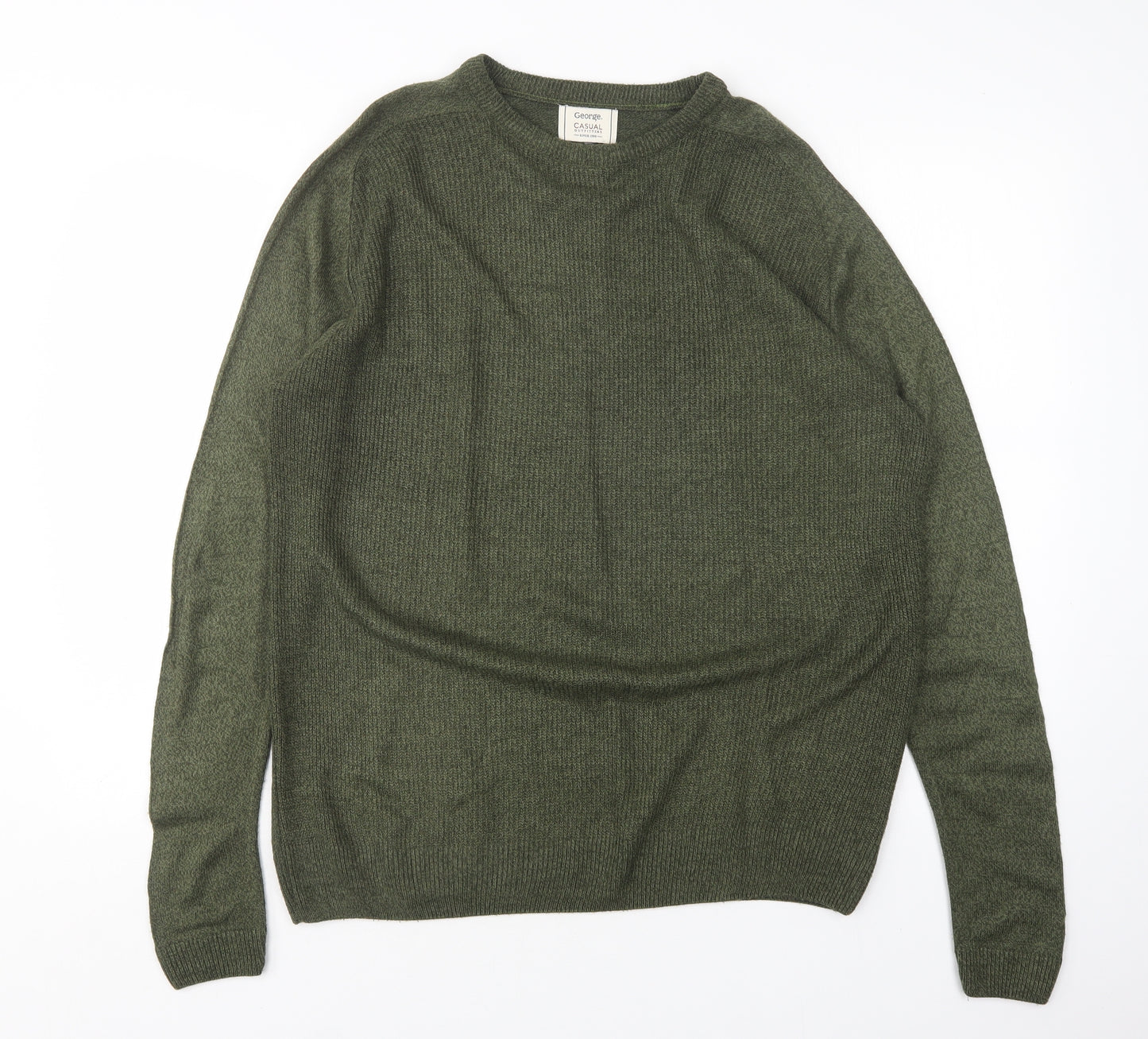 George Mens Green Round Neck  Acrylic Pullover Jumper Size M