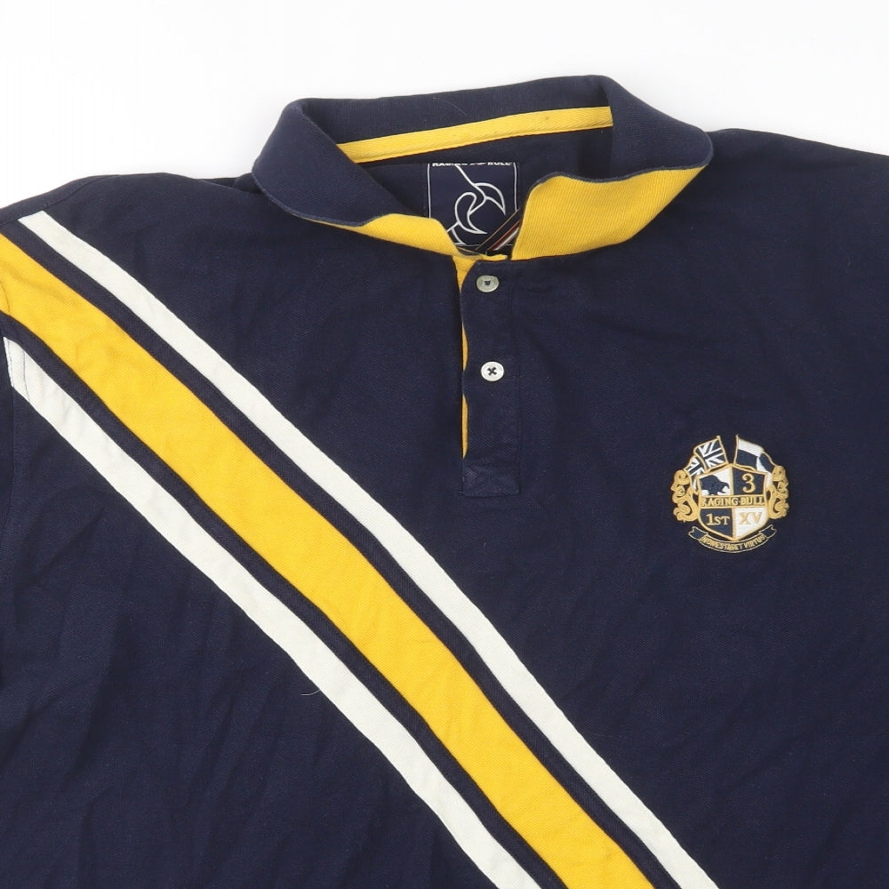 Raging Bull Mens Multicoloured  Cotton  Polo Size 2XL Collared