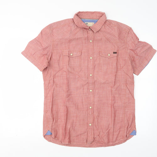 M&S Mens Pink  Cotton  Button-Up Size M Collared