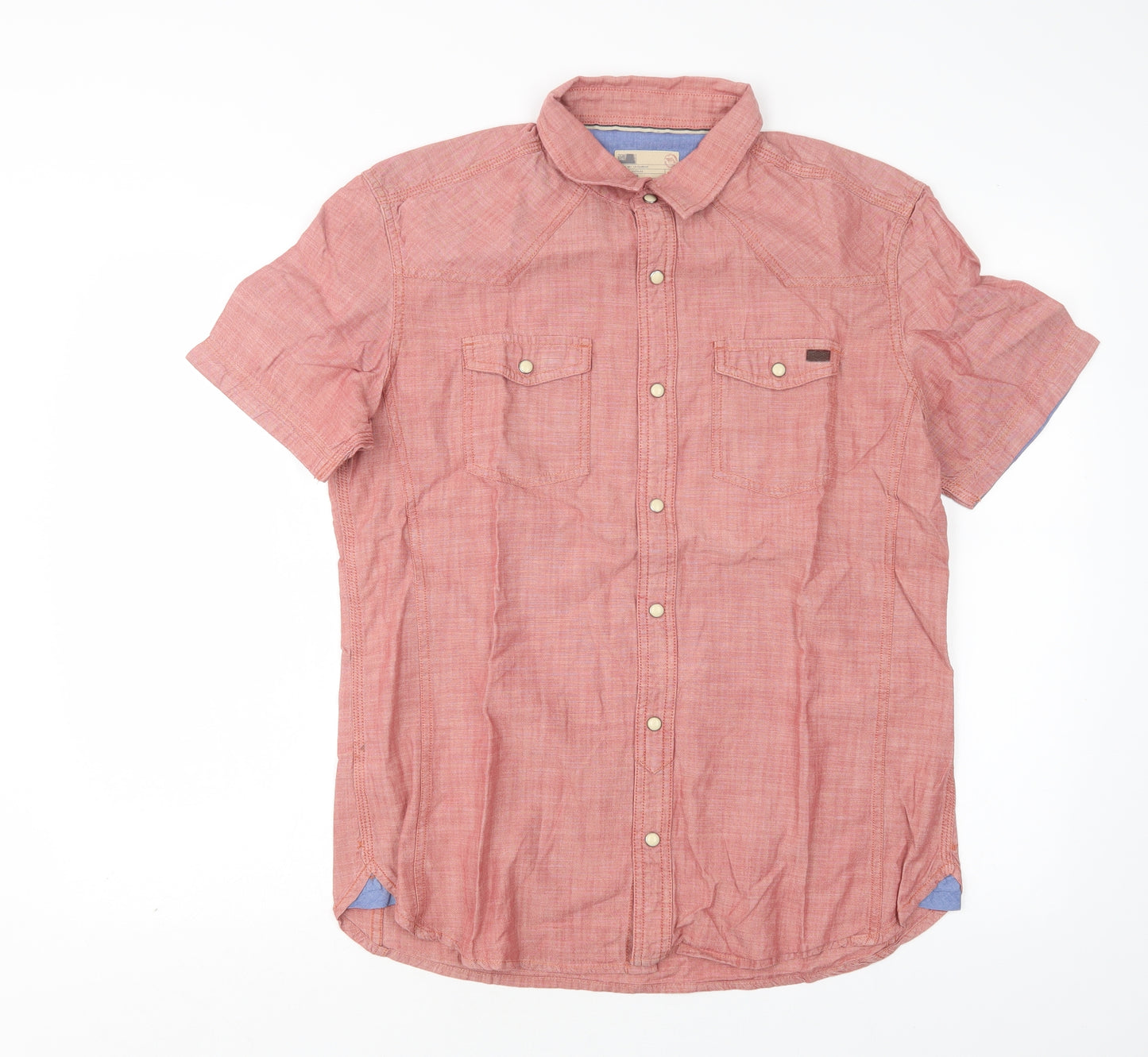M&S Mens Pink  Cotton  Button-Up Size M Collared