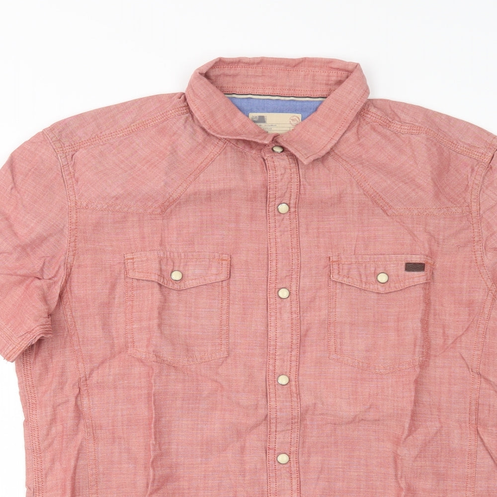 M&S Mens Pink  Cotton  Button-Up Size M Collared