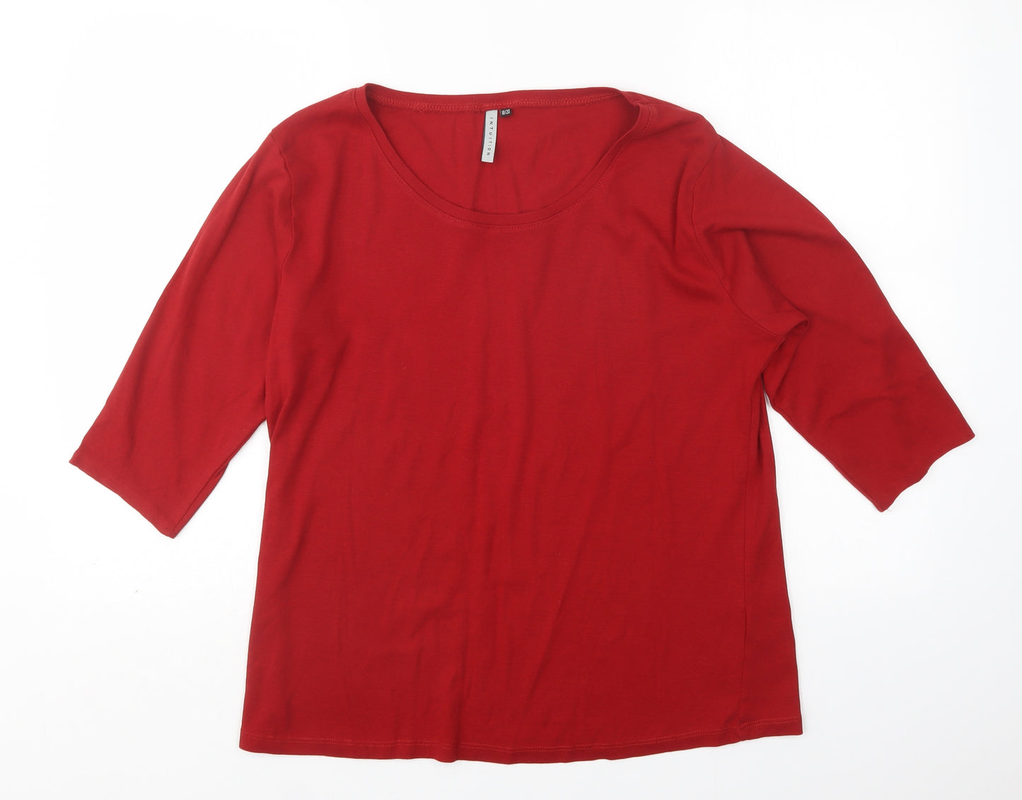Intuition Womens Red  Cotton Basic T-Shirt Size 18 Round Neck