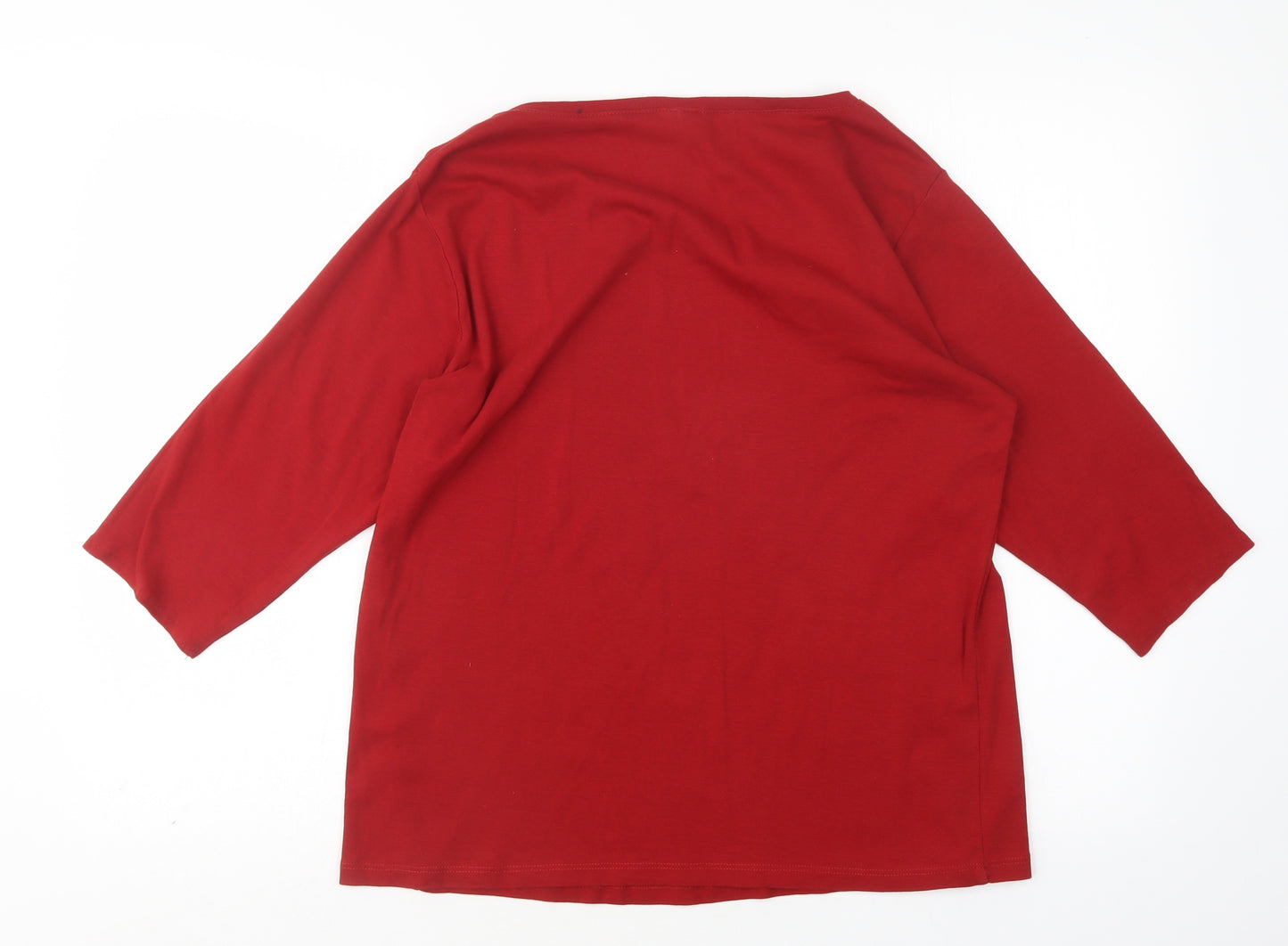 Intuition Womens Red  Cotton Basic T-Shirt Size 18 Round Neck