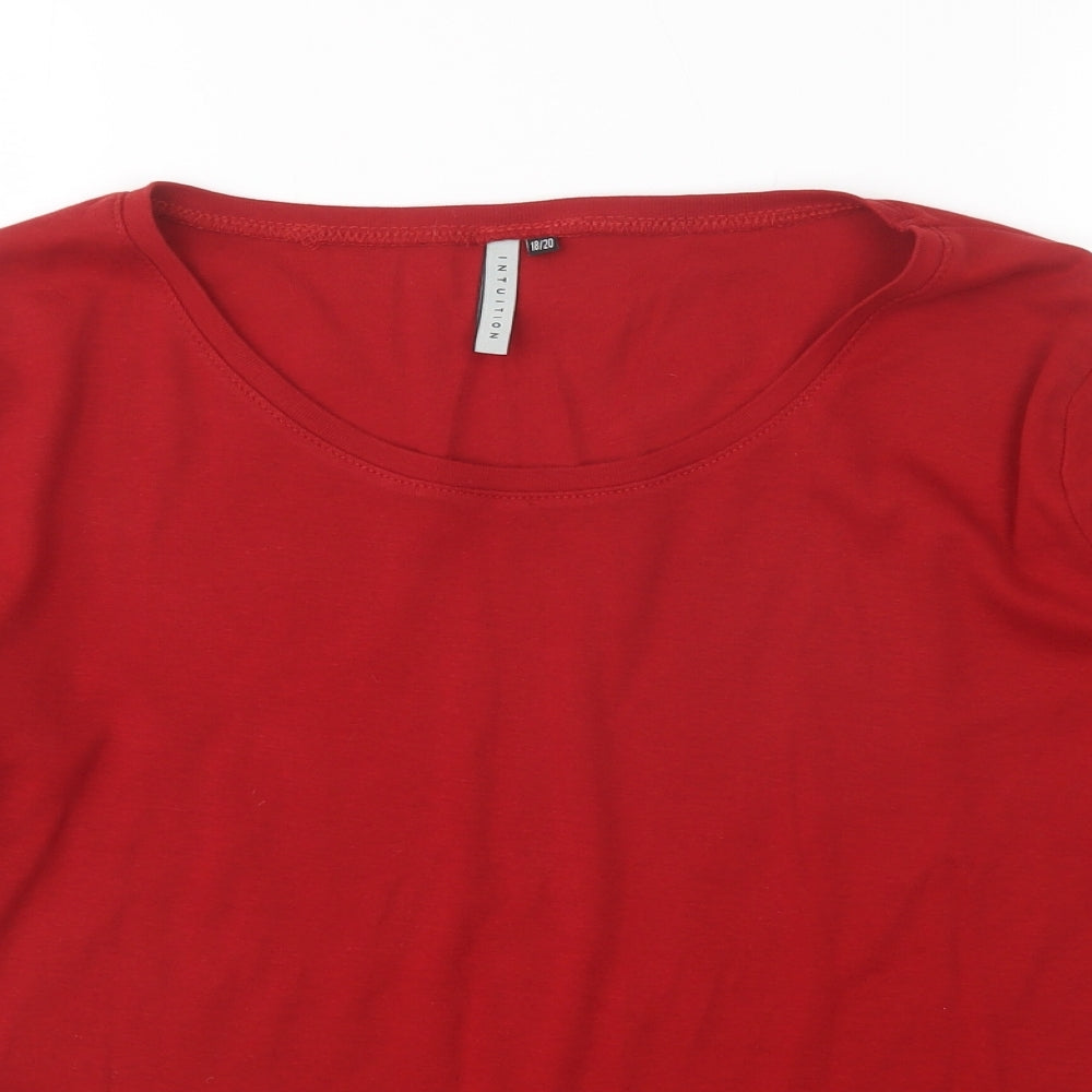 Intuition Womens Red  Cotton Basic T-Shirt Size 18 Round Neck