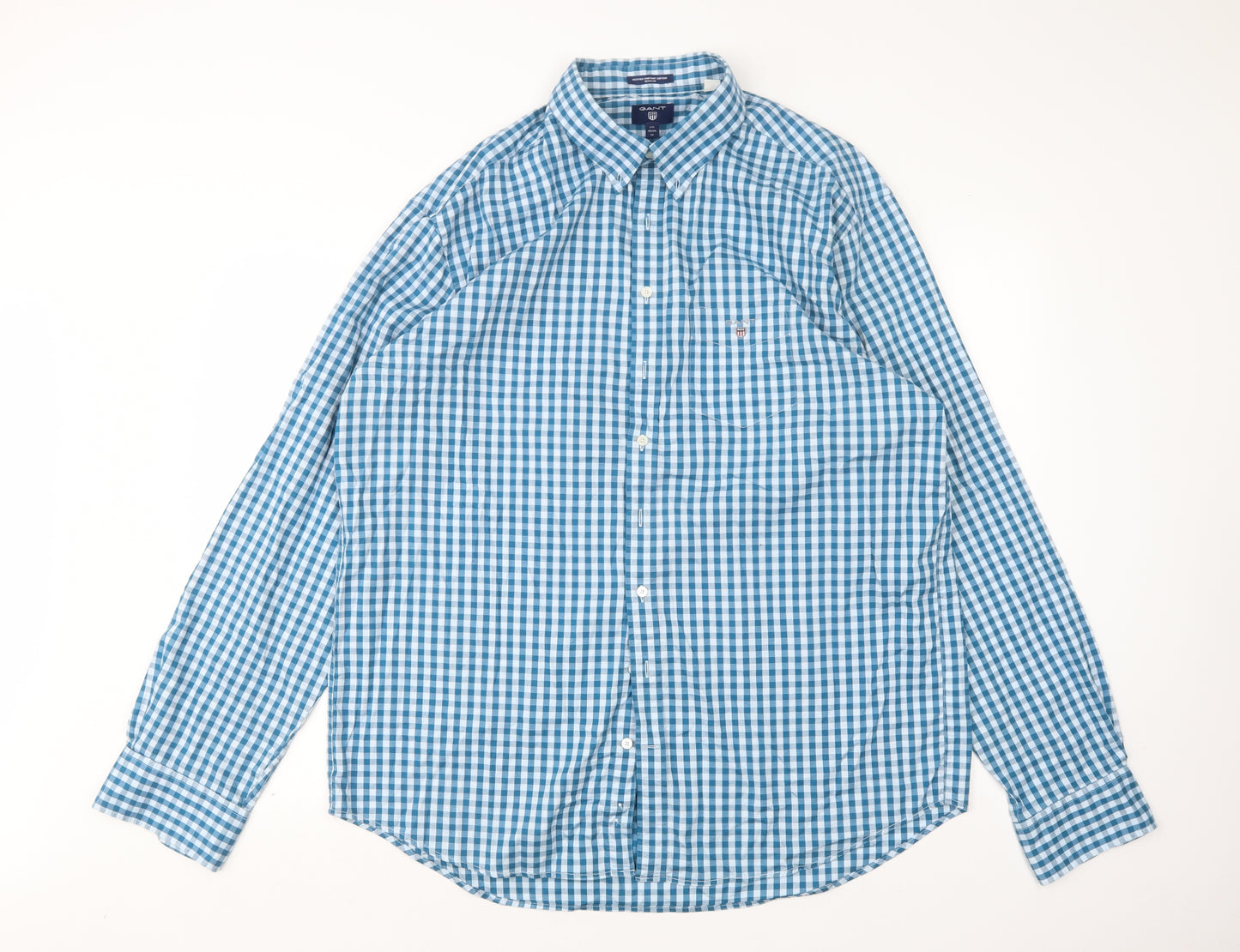 GANT Mens Green Check Cotton  Dress Shirt Size 2XL Collared