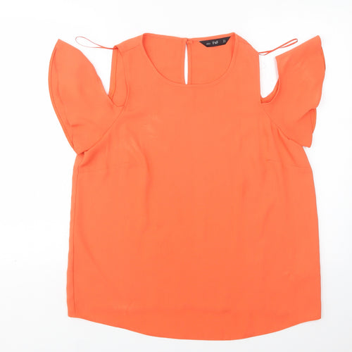 F&F Womens Orange  Polyester Basic Blouse Size 14 Round Neck