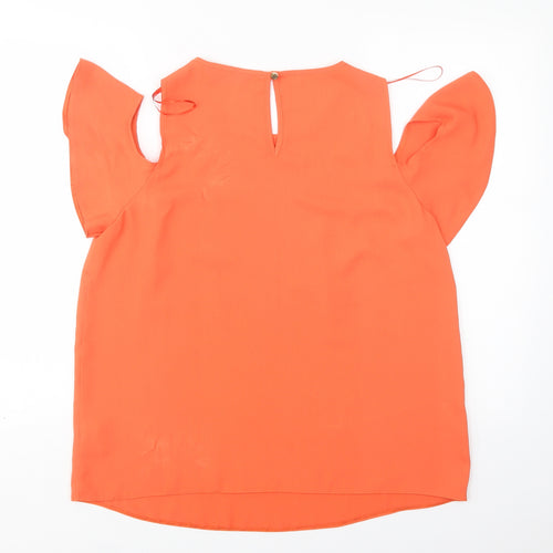 F&F Womens Orange  Polyester Basic Blouse Size 14 Round Neck