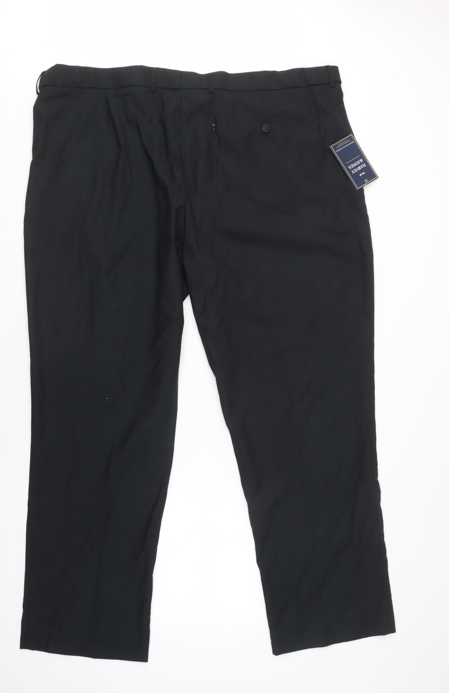 Harvey & Jones Mens Black  Polyester Trousers  Size 46 L30 in Regular
