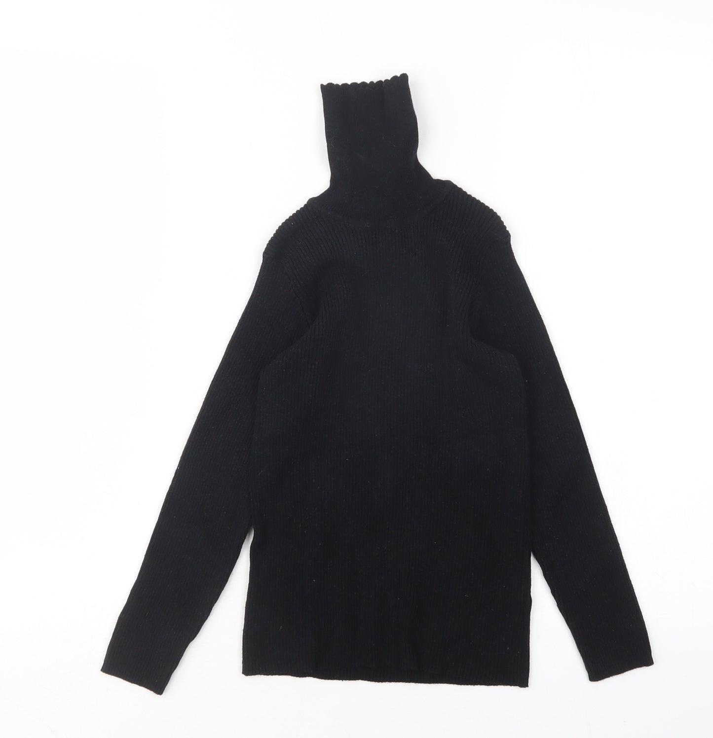 Nutmeg Girls Black Roll Neck  Cotton Pullover Jumper Size 9-10 Years