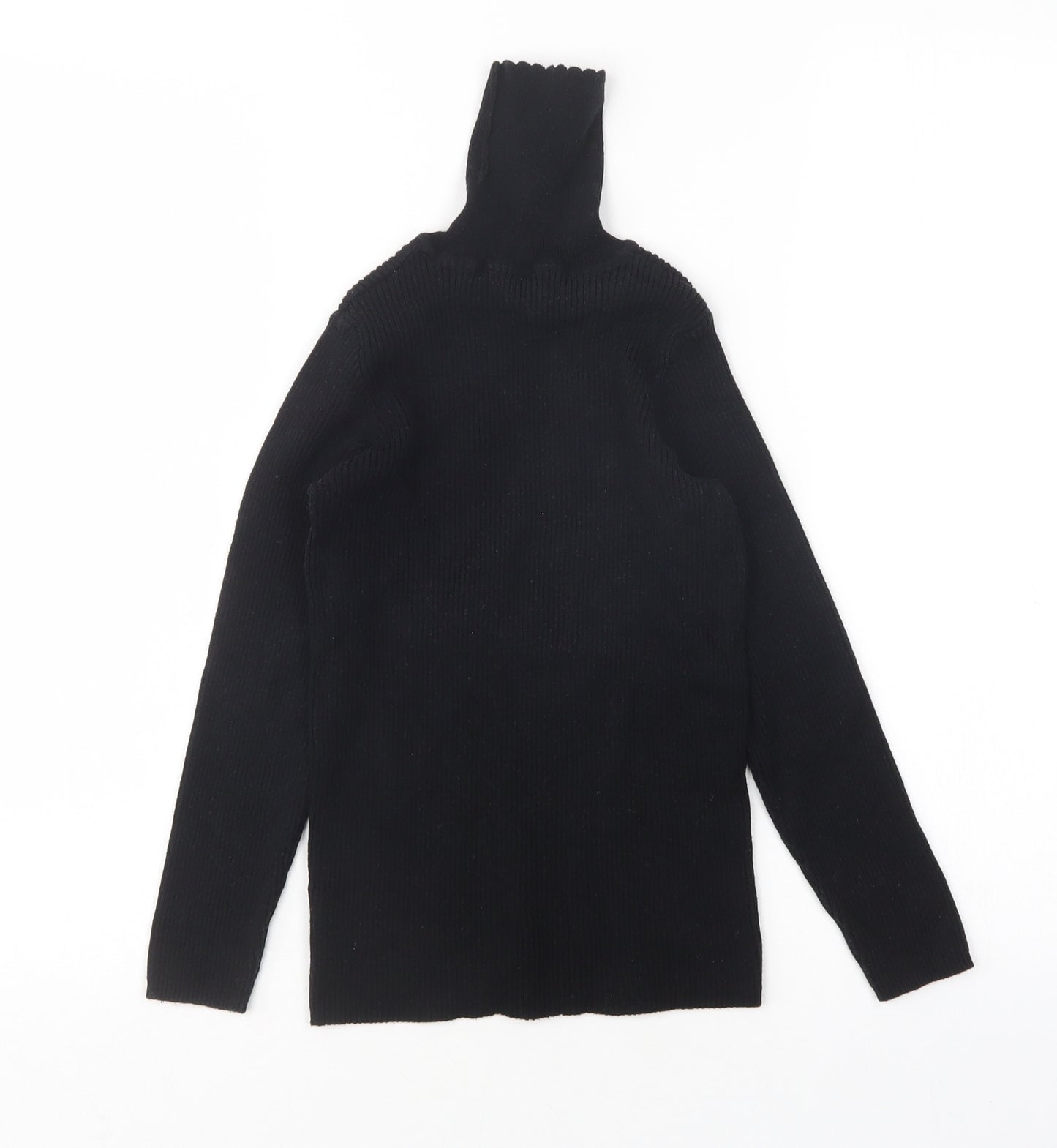 Nutmeg Girls Black Roll Neck  Cotton Pullover Jumper Size 9-10 Years