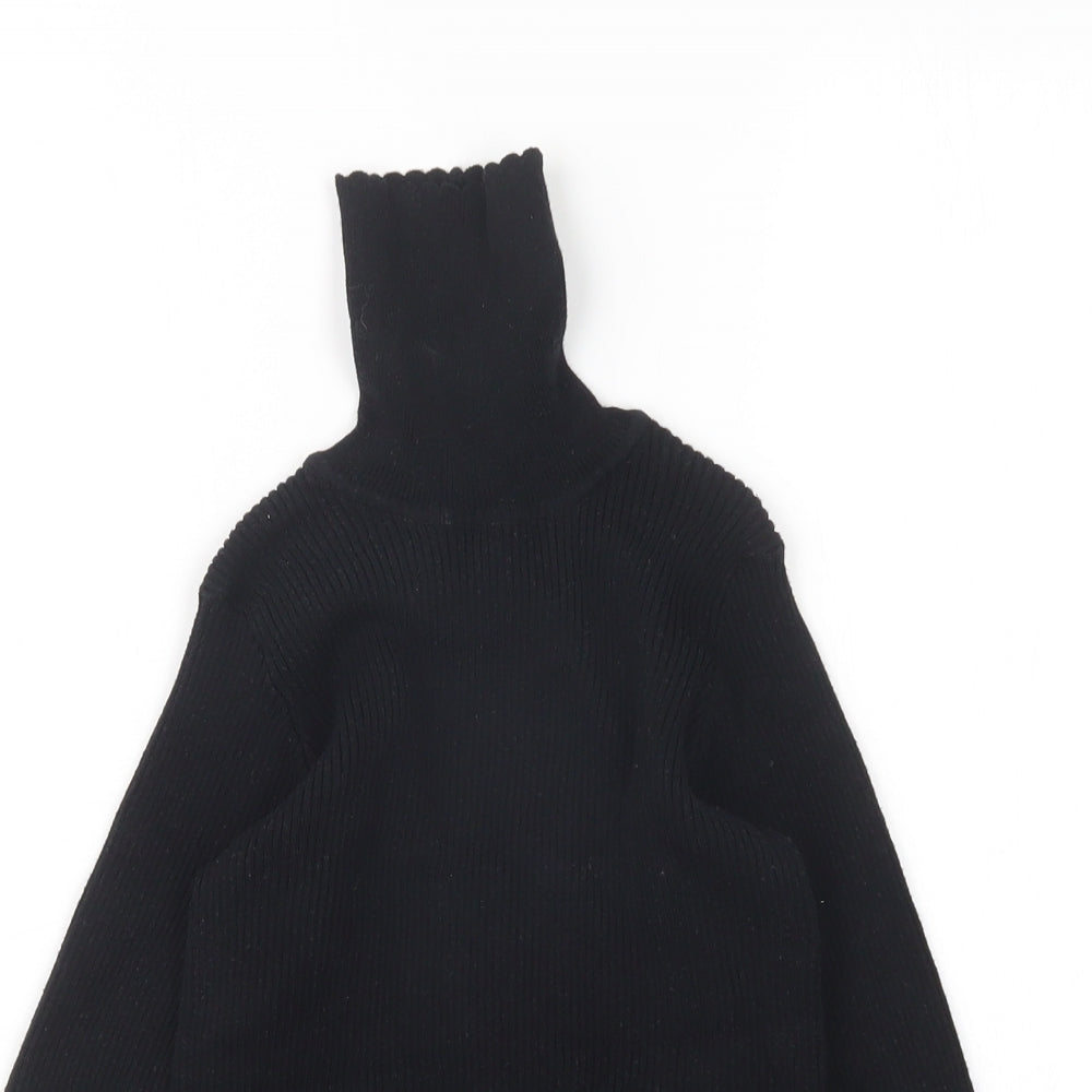 Nutmeg Girls Black Roll Neck  Cotton Pullover Jumper Size 9-10 Years
