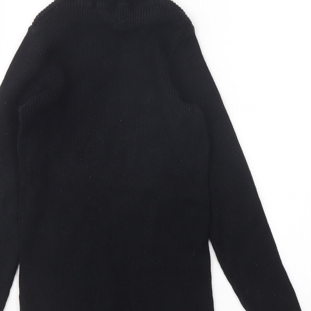 Nutmeg Girls Black Roll Neck  Cotton Pullover Jumper Size 9-10 Years