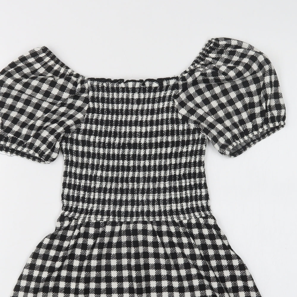 New Look Girls Multicoloured Check Polyester Fit & Flare  Size 10-11 Years  Boat Neck