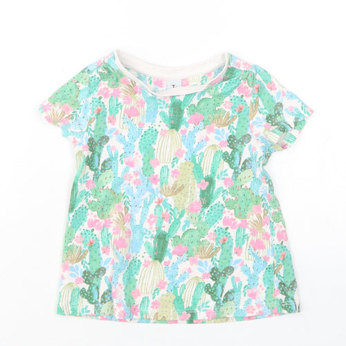 TU Girls Multicoloured Floral Cotton Basic T-Shirt Size 2-3 Years Round Neck