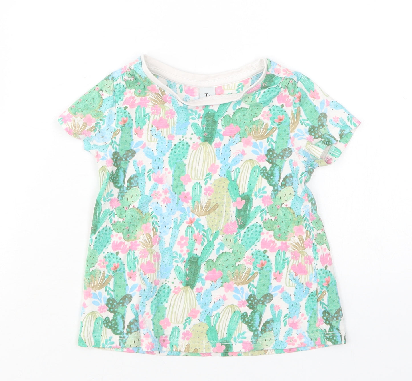 TU Girls Multicoloured Floral Cotton Basic T-Shirt Size 2-3 Years Round Neck