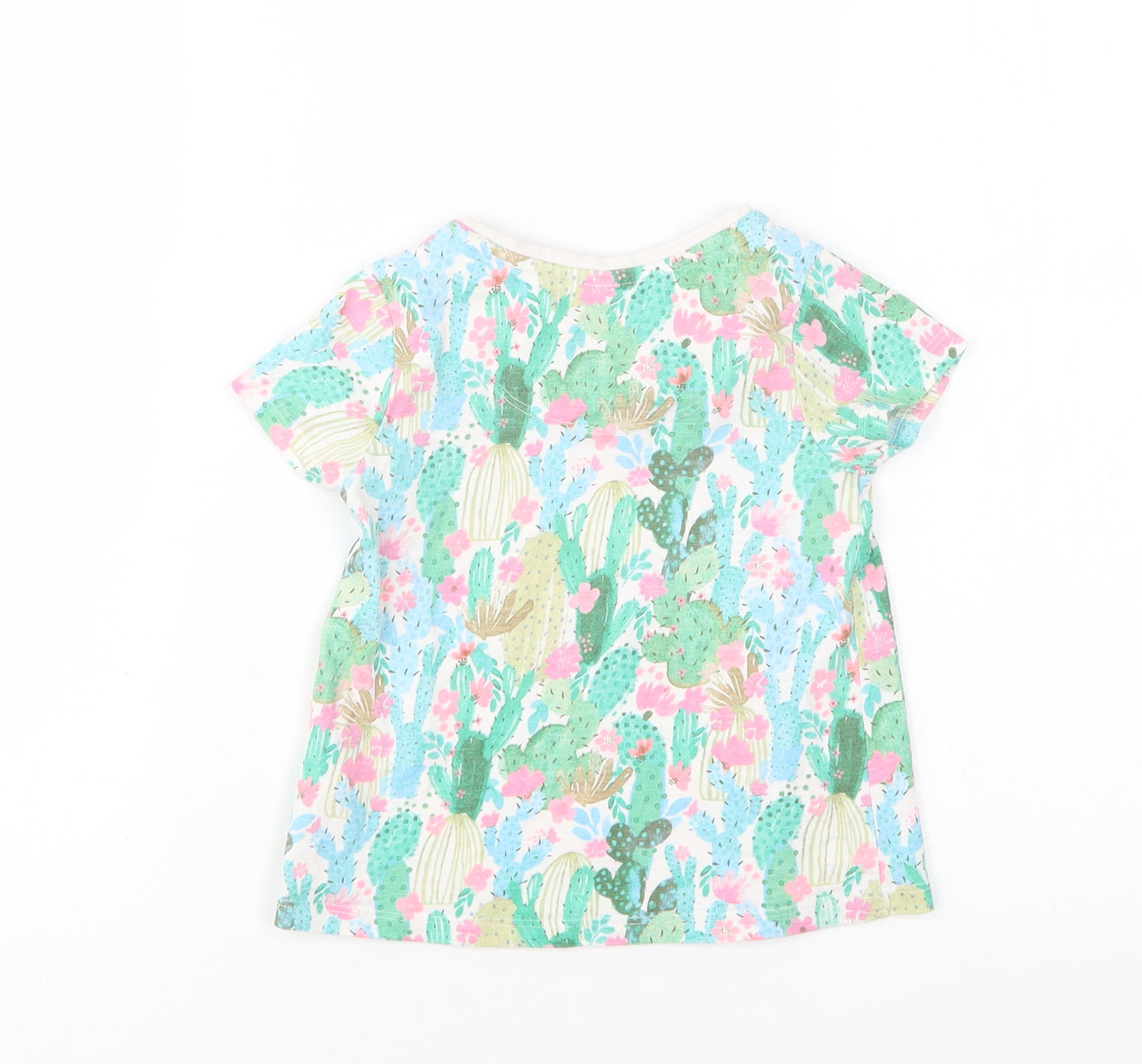 TU Girls Multicoloured Floral Cotton Basic T-Shirt Size 2-3 Years Round Neck