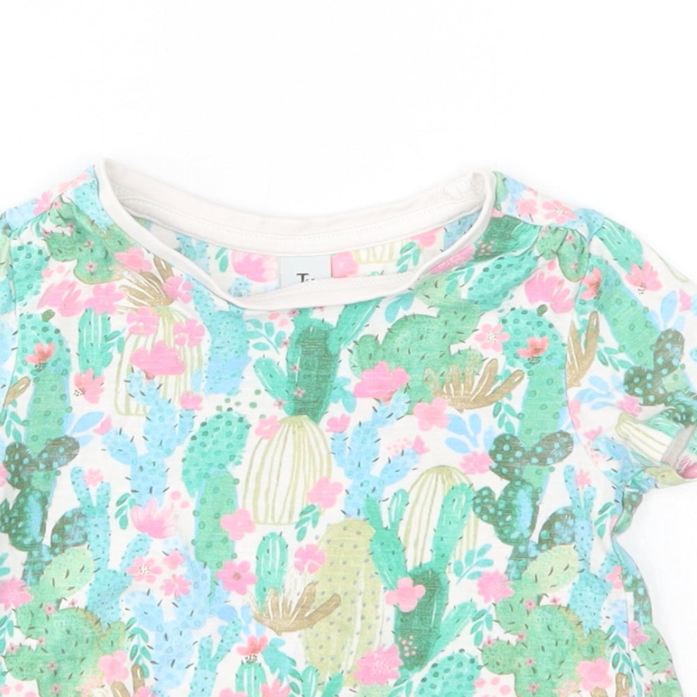 TU Girls Multicoloured Floral Cotton Basic T-Shirt Size 2-3 Years Round Neck