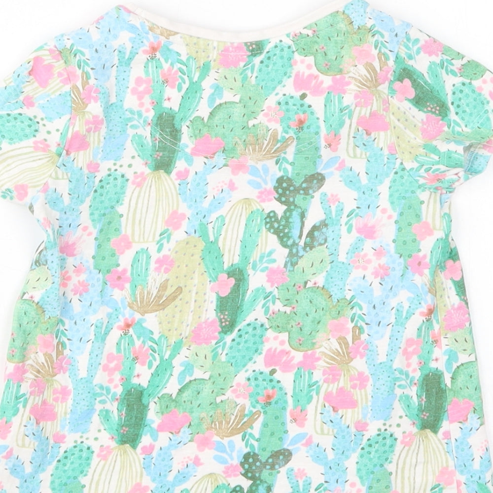 TU Girls Multicoloured Floral Cotton Basic T-Shirt Size 2-3 Years Round Neck