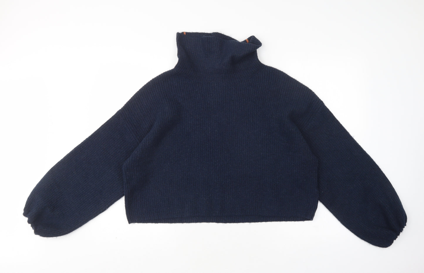 Topshop Womens Blue High Neck  Acrylic Pullover Jumper Size 10