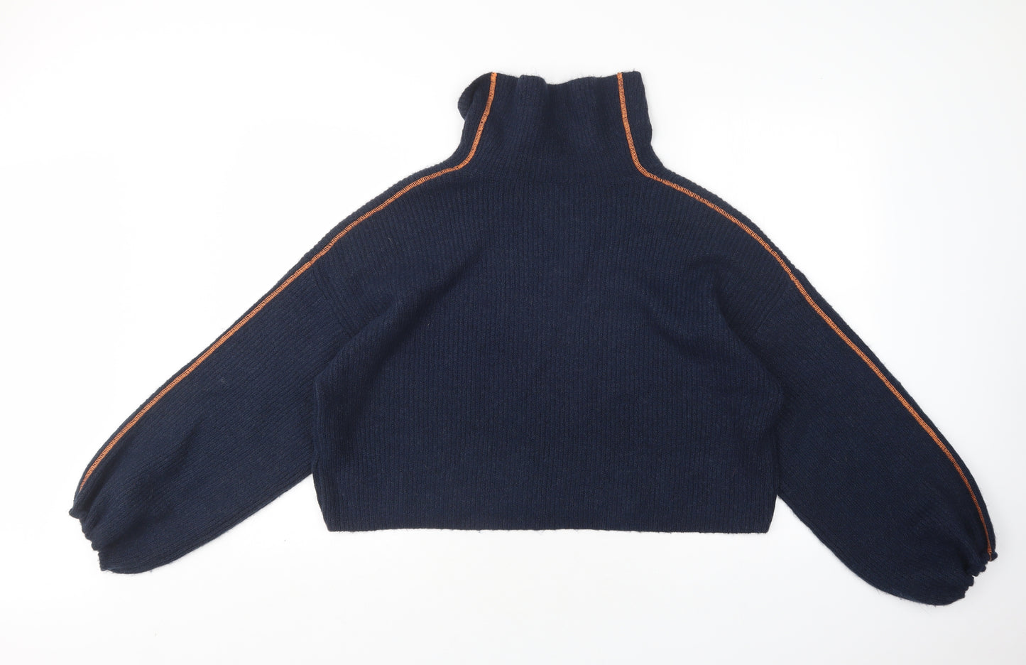 Topshop Womens Blue High Neck  Acrylic Pullover Jumper Size 10