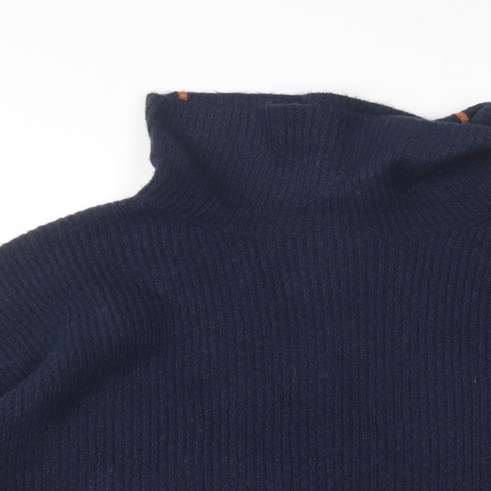 Topshop Womens Blue High Neck  Acrylic Pullover Jumper Size 10