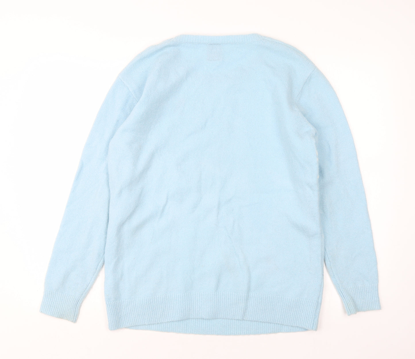 George Womens Blue Round Neck  Acrylic Pullover Jumper Size M   - Christmas