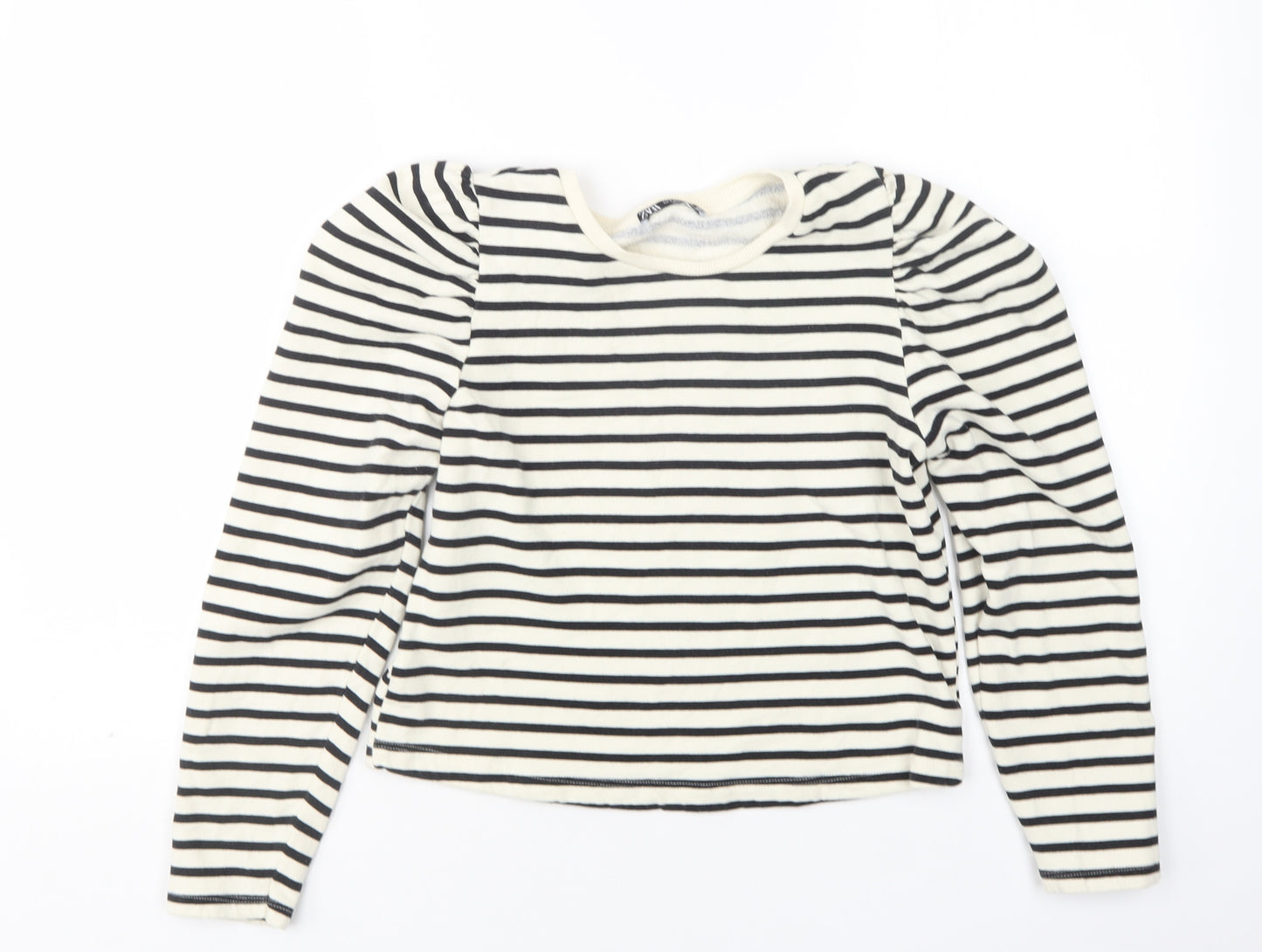 Zara Womens Multicoloured Round Neck Striped Cotton Pullover Jumper Size S