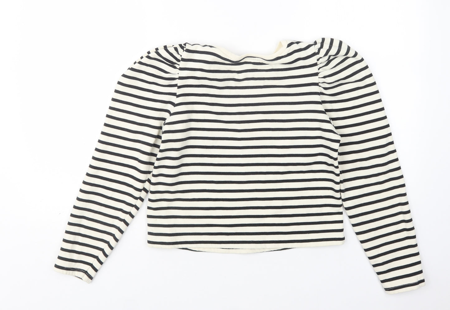 Zara Womens Multicoloured Round Neck Striped Cotton Pullover Jumper Size S