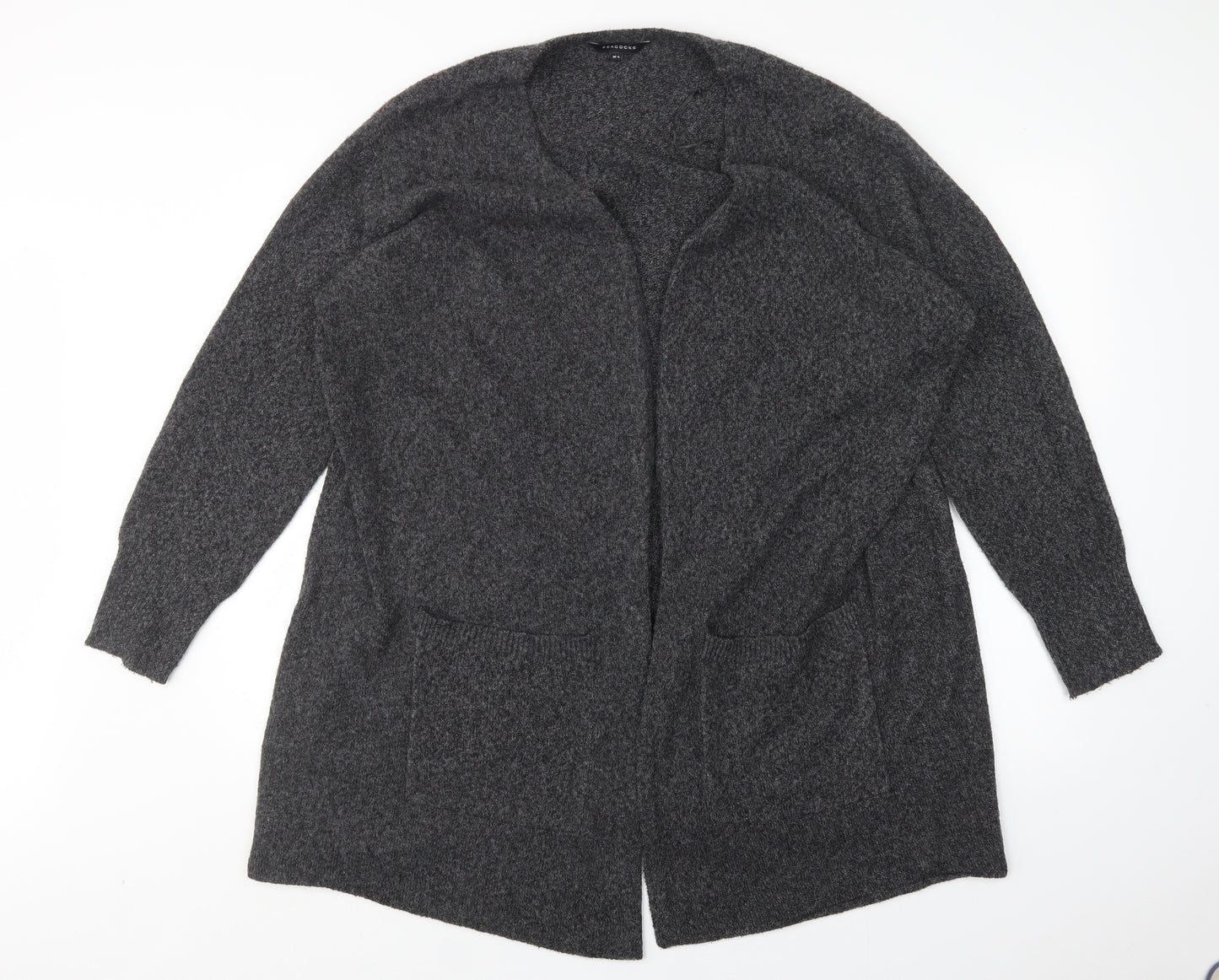Peacocks Womens Grey V-Neck  Polyester Cardigan Jumper Size M