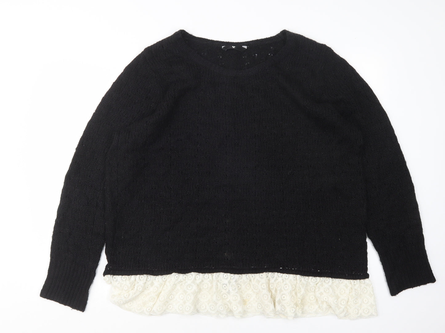Very Womens Black Round Neck  Cotton Pullover Jumper Size 22