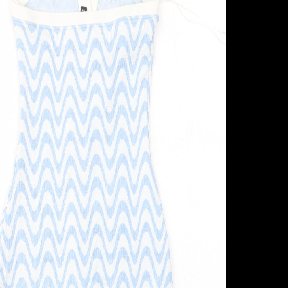 H&M Womens Multicoloured Striped Polyester Mini  Size XS  Halter