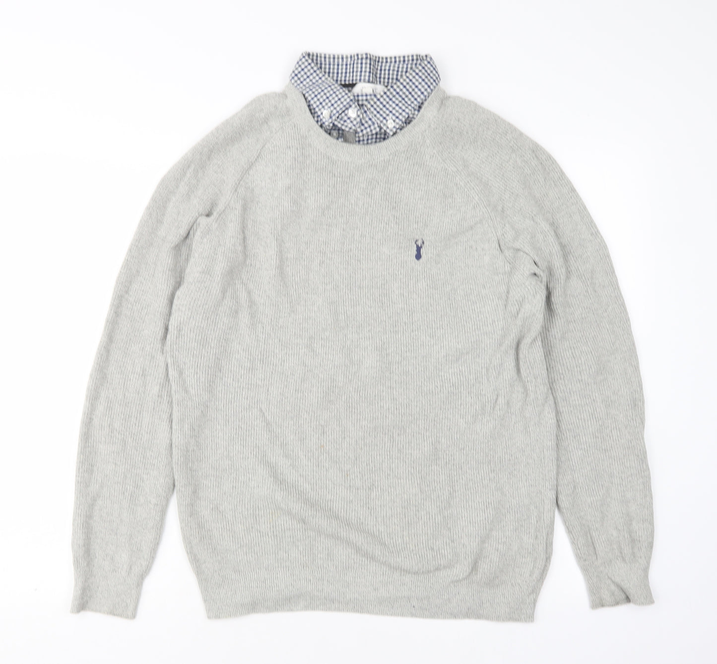 NEXT Womens Grey Collared  Cotton Pullover Jumper Size M