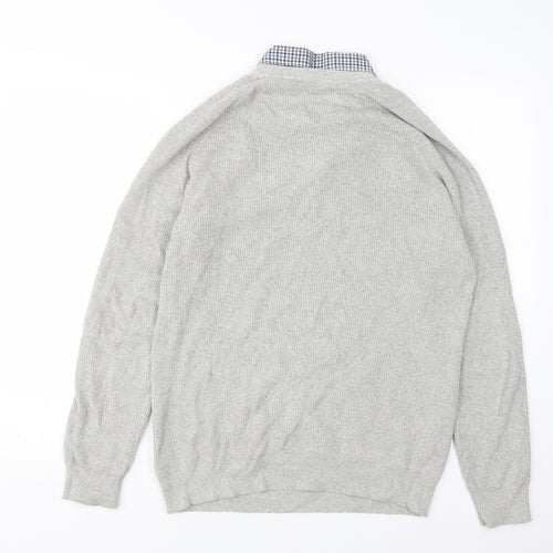NEXT Womens Grey Collared  Cotton Pullover Jumper Size M