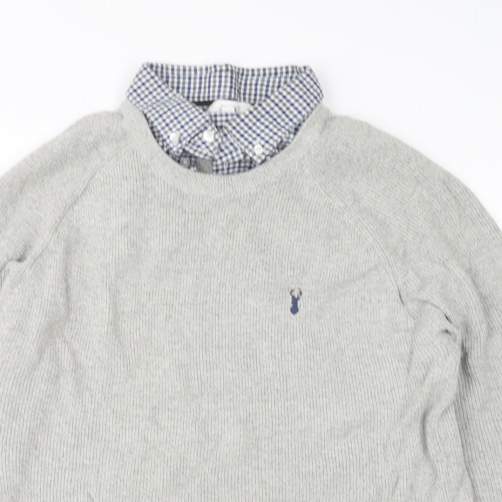 NEXT Womens Grey Collared  Cotton Pullover Jumper Size M
