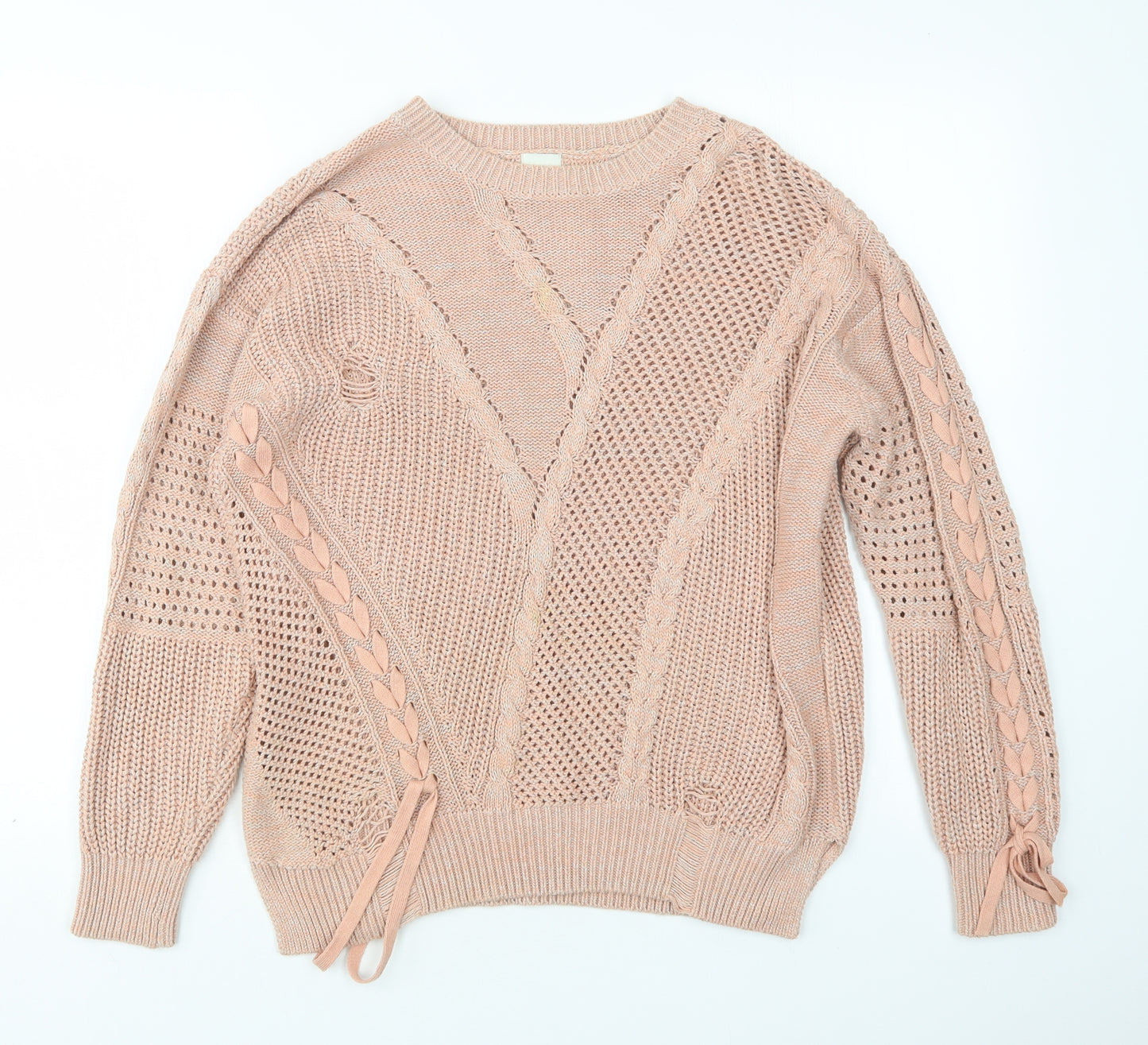 River Island Womens Pink Round Neck  Acrylic Pullover Jumper Size S