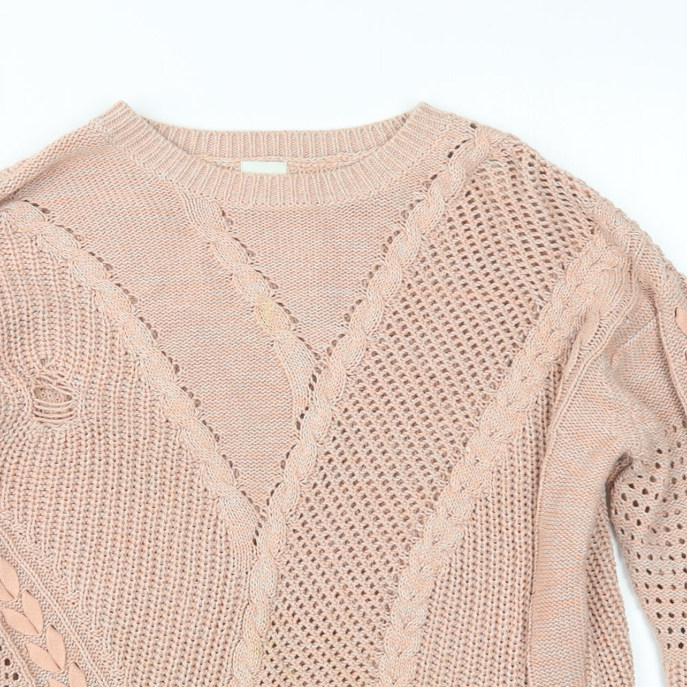 River Island Womens Pink Round Neck  Acrylic Pullover Jumper Size S