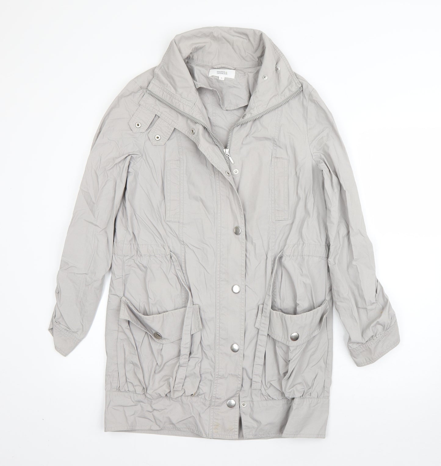 M&S Womens Grey   Overcoat Coat Size 8