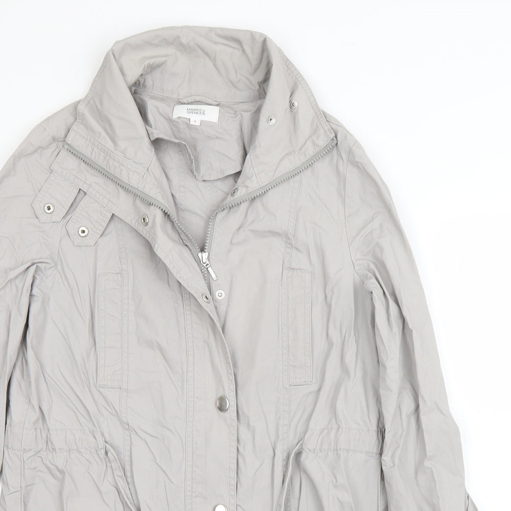 M&S Womens Grey   Overcoat Coat Size 8